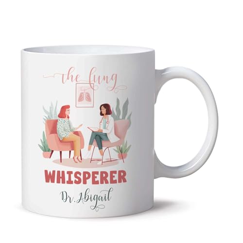 Personalized The Lung Whisperer Coffee Mug Gift With Pulmonologist Name, Customized Respiratory-Themed White Tea Cup, Meaningful Gift For Women In The Pulmonary Field, Pulmonologist Present