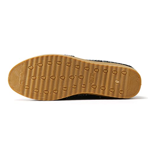Women Shoes Fashion Soft Sole Cloth Shoes Linen Soft Sole Cloth Shoes Beef Tendon Sole Non Slip Women Casual Shoes Flats (Black-B, 37) #TOP6
