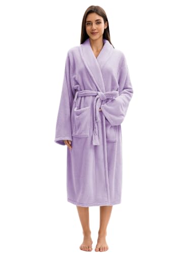 Image of Soft Robe For Women,Warm Plush Bath Robes Female,Spa Towel After Shower Lightweight Long Bathrobe