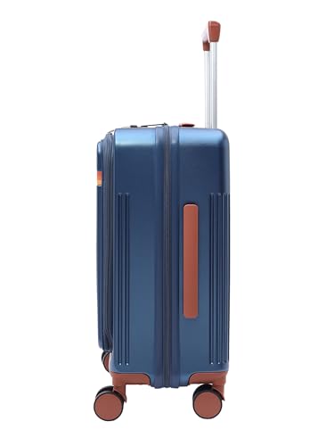 Image of FUR JADEN The Aviator TechPro Set of 2 German Polycarbonate Travel Luggage Cabin Suitcase with USB Port, Laptop Compartment, 8 StealthTech Shock Absorbing Wheels, TSA Lock (Cobalt Navy, Cabin+Medium)