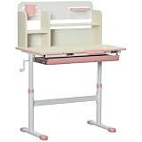 Qaba Wooden Kids Study Desk Height Adjustable Tilt Desktop...