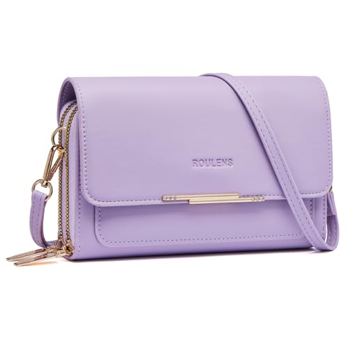 Roulens Klein Handy Umhängetasche,Damen Kleine Umhängetasche, Veganes Leder Crossbody Schultertasche Reisepass Handytasche mit Kartenschlitz Verstellbar Abnehmbar Schultergurt