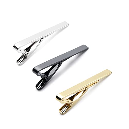 Tie Clip 3 Pcs Black Silver Gold Classic Tie Clips for Men Suitable for Wedding Anniversary Business Father's Day Gifts and Daily Life2