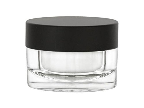 Nakpunar 1 pcs 1 oz Acrylic Plastic Jar with Airtight Black Matte Lid and Liner