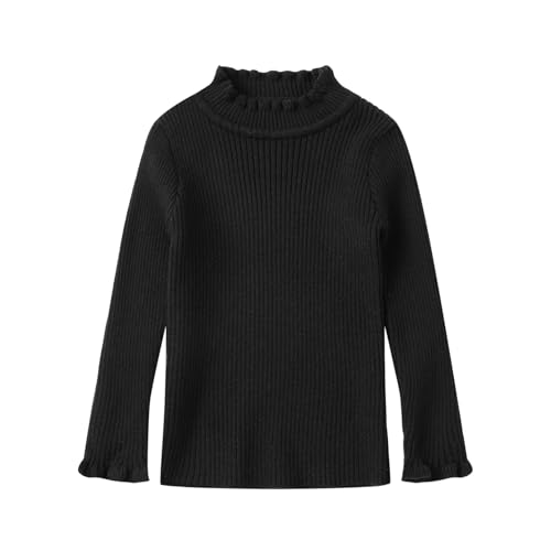 Floerns Girls Turtle Neck Long Sleeve Rib Knit Top - Solid Color Tee, White, Size 9 Years - View #10