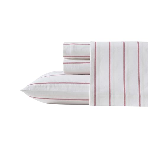 Image of Eddie Bauer - King Bed Sheets, Cotton Flannel Bedding Set with Matching Pillowcases, Brushed for Extra Softness, Deep Pocket, Oeko-Tex Certified (Cooper Falls Red)
