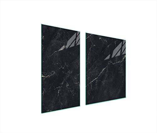 DarHaus Placa protectora de vitrocerámica 90 x 52 cm 2 piezas cocina eléctrica universal para inducción protección contra salpicaduras tabla de cortar de vidrio templado, MÁRMOL
