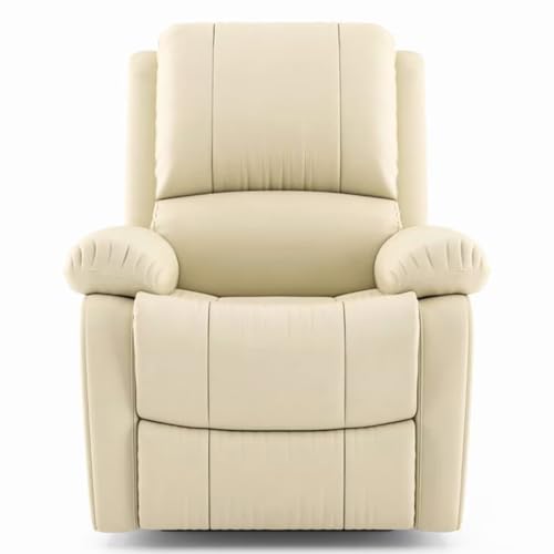 Image of Urban Ladder Lebowski Leatherette One Seater Manual Recliner in Ancient Ivory Cream Colour