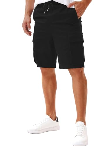 Yageshark Kurze Hosen Herren Baumwolle Cargo Shorts Herren Sommer Chino Freizeithose Kurze mit 6 Taschen & elastischem B...