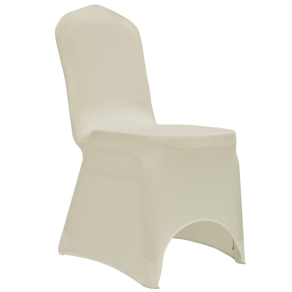 Stretch Stuhlhussen 12 STK Creme | Für Stühle bis 100 cm Höhe, 10% Spandex, Dehnbar, Für Hochzeiten Bankette Konferenzen