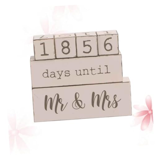 Compte à rebours mariage bois calendrier beige de bureau