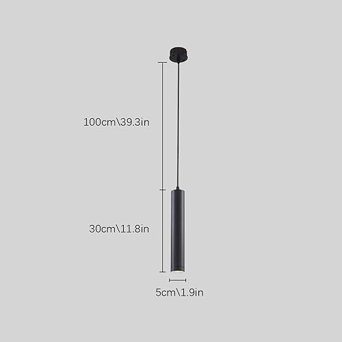Miniatura 7 de Paquete de 3 luces colgantes de tubo largo de 5 W, nórdico, minimalista, negro, iluminación colgante de techo industrial de aluminio lineal,