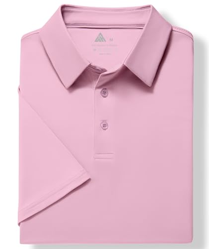Mens Polo Shirts Short Sleeve Printed Quick‑Dry Golf Tops Pink - image 5