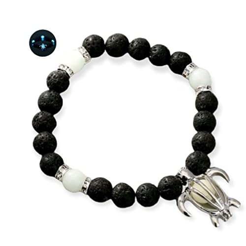 Pulsera de cuentas de lava luminoso que brilla en la oscuridad Tortuga y pulsera de cuentas (azul) Cover