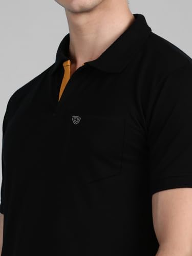 Image of Lux Cozi Men Cotton Regular Fit Polo Neck Half Sleeve Solid Casual T-Shirt with Chest Pocket | Pack of 2 |