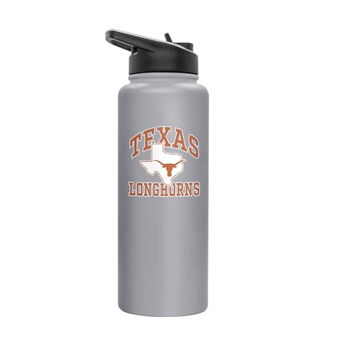 Image of Logo Brands NCAA Texas Longhorns Athletic 34 oz Stainless Steel Quencher Bottle - Double-Wall Insulated, No-Spill Lid, Easy Carry Handle - Keeps Drinks Cold For Hours