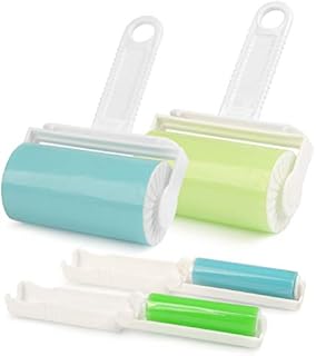 FOCCTS 4 Pcs Lint Roller Reusable Sticky Roller Cleaner Portable & Washable Lint Roller Working On Couch, Pets, Clothes & Carpets 2 Sizes