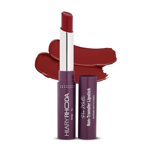 Image of Hilary Rhoda Pro Matte Non-Transfer Lipstick | Waterproof & Non-Transfer Lipstick | 12-Hour Long Stay | Smudge-Proof | Highly Pigmented Matte Finish Lipstick | 2g (Deep Maroon - Shade 27)