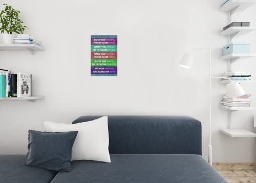 Image of Watch Your Thoughts Motivational Inspirational Encouraging Colorful Textured Teamwork Quote Inspire Quotation Gratitude Positivity Motivate Word Empathy Cool Wall Art Print Poster 12x18