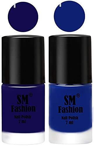 Image of Long Lasting Nail Polish | Nail Paint Combo 7 ml Each) - Set of 2 Dark Blue-Blue