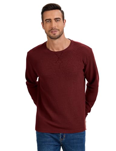 Image of 3 Pack Mens Waffle Shirts Long Sleeve Casual T-Shirt | Lightweight, Regular Fit, Waffle Knit, Crew Neck, Stylish Design, Pullover Top, Work, Daily