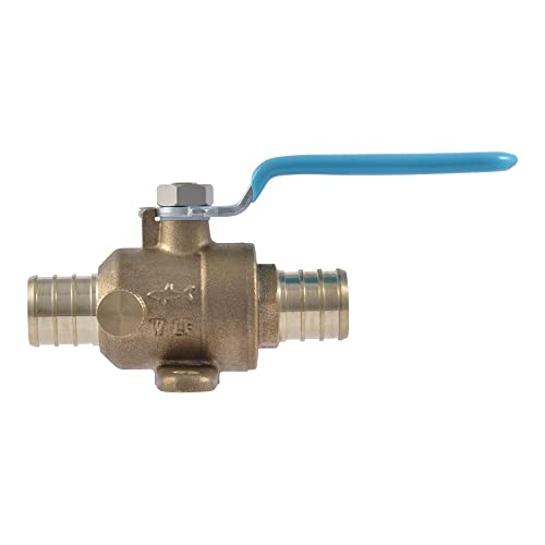 Sharkbite 3/4 Inch Crimp Ball Valve with Mounting Tabs and Drain, Brass Plumbing Fitting, PEX Pipe, PE-RT, UC24616Z by SharkBite - Used condition - CA$16.57