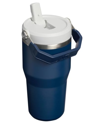 Image of STANLEY IceFlow 2.0 Flip Straw Tumbler with Handle 20 oz | Twist On Lid and Flip Up Straw | Leak Resistant Water Bottle | Insulated Stainless Steel | BPA-Free | Dark Navy