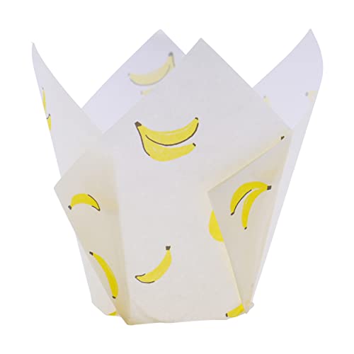 24 Cápsulas de Papel para Cupcakes de PME en forma de tulipán, Bananas
