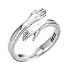 Yililay Trouwringen Silver Adjustable Open Romantische liefde knuffel Hands Embrace naar Paren Dames Heren Meisjes