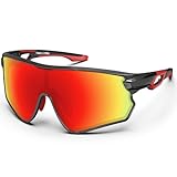 [BEACOOL] スポーツサングラス 偏光レンズ ランニング 野球 自転車 釣り 登山 ゴルフ ドライブ バイク テニス スキー 大型フレーム設計 メンズ レディース 超軽量 TR90 TAC UV400 紫外線防止 ユニセックス サングラス 安全 清晰 グロッシーブラック/グラデーションレッド