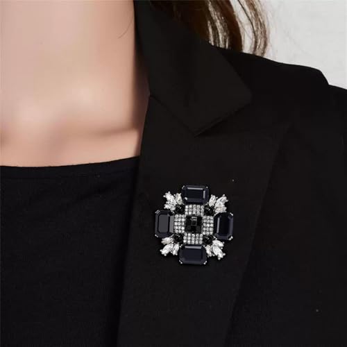 Image of Baroque Rhinestone Brooch Pin for Women Men Vintage Rectangle Crystal Round Ball Victorian Art Deco Brooches Lapel Pins Elegant Dress Accessories Wedding Birthday Jewelry Corsage