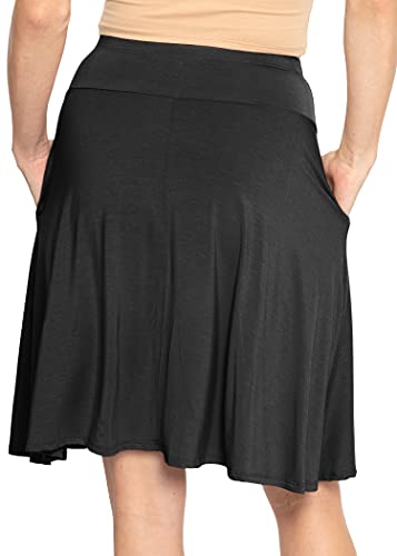 STRETCH IS COMFORT Women's and Plus Knee Length and MIDI A-Line Skirt w/Pockets3