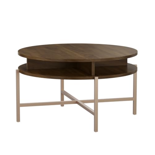 Image of Wakefit Axen Coffee Table I Engineered Wood I Colombian Walnut | Uphostery Seats | Omega Green
