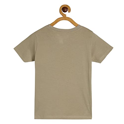 Image of miniklub Boys Round Neck Short Sleeve Knitted Cotton T-Shirt (Beige Color)