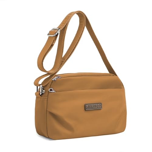 Titosha Triple Zip Small Nylon Crossbody Bags for Women Casual Purse Shoulder Bag Handbags with Adjustable Shoulder Strap