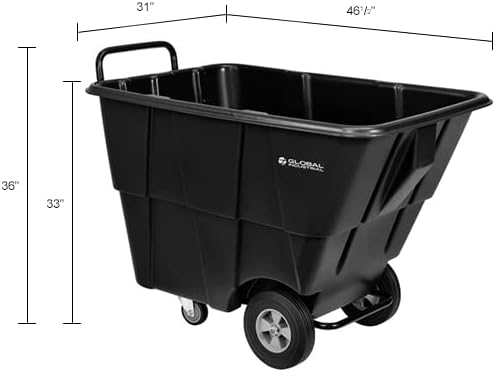 Miniatura 9 de Global Industrial Camión inclinable de plástico estándar de 12 yarda cúbica, capacidad 850 libras, color negro