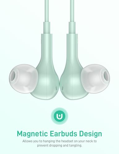 Image of iMangoo for Apple MFi-Certified Headphones for Lightning Wired Earbuds Magnetic Ear Buds with HiFi Bass,3 Ear Tips Mic Corded Earphones for Gym, Commuting for iPhone 14 Plus 13 12 11 Pro Max Mint