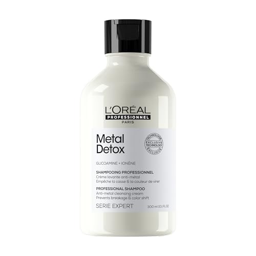 L'Oréal Professionnel, Champú Sin Sulfatos, Limpiez Suave, Cabello más Fuerte y Protegido, Evita la Rotura, Enriquecido con Glicoamina, para Todo Tipo de Cabello, Metal Detox, 300 ml