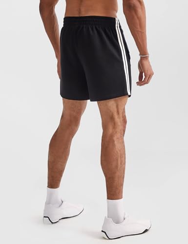 Ouber Men’s 4’’ Bodybuilding Shorts – Retro Striped Gym Shorts for Training & Workout4