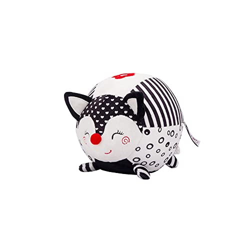 Image of D-KINGCHY Baby Plush Rattle Toy, Baby Toys 0-12 Months, Stuffed Animal Multi Sensory Toy with Teether, Early Education Toy Black and White Toys for 0, 3, 6, 9, 12 Months (Fox)