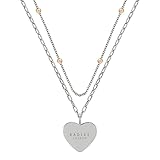 RADLEY Ladies 18ct Rose Gold & Silver Plated Double Layer Bobble Chain Etched Heart Necklace RYJ2331S