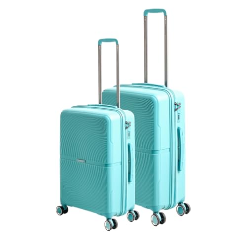 Image of Florence Trolley Bag Set of 2 | Medium 63 cm & Large 73 cm | Polypropylene Hard Luggage Suitcase | 360 Smooth Spinner Wheels | Combination Lock | Anti-Theft Zippers |Cyan