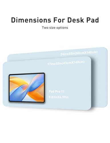 Image of Aothia Faux Leather Desk Mat - Non-Slip PU Leather Desk Blotter, Waterproof Writing Surface, Large Desk Pad for Office & Home (Baby Blue, 55 inch x 17 inch)