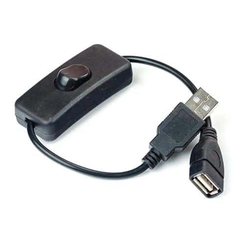 Câble USB mâle à femelle avec interrupteur d'alimentation 5V noir de 28cm