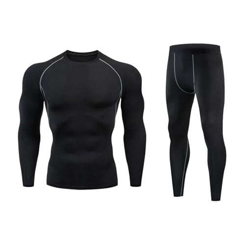 Generico Hombre 2 piezas Fitness Sportswear Running Training Medias Speed Drying Coat Set Fitness Gimnasio Trajes Deportivos para Hombre Ropa Deportiva Compresión Camisetas y Medias de Compresión