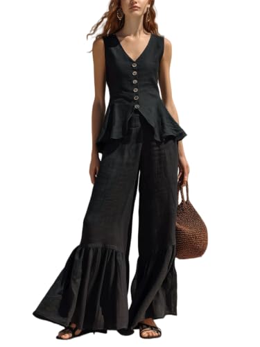Conjunto de dos piezas para mujer casual de moda con pantalones de pierna ancha