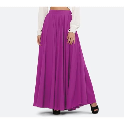Image of Women's American Crepe Blooming Flared Long for Traditional Stitched A-line Flare Skirt for Girls with 12 Meter Flare 40inch Height