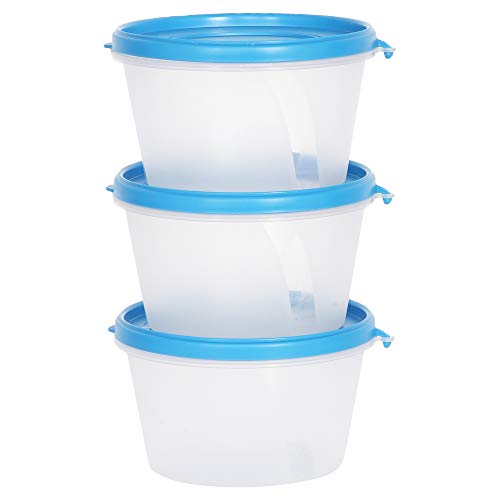 Image of Cutting EDGE Nesterware 750ml Stackable Food Container (Set of 3, Blue) | BPA-free plastic, stackable design, leak-proof, kitchen storage, pantry, fridge, meal prep, reusable, travel use