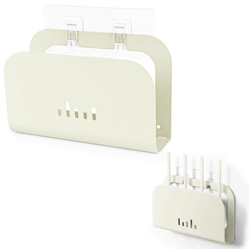 Etagere pour Decodeur, Support Box Internet, Montage Mural Etagere pour Decodeur, Etagere Murale sans Percage, Convient au Salon, au Bureau, à la Chambre à...