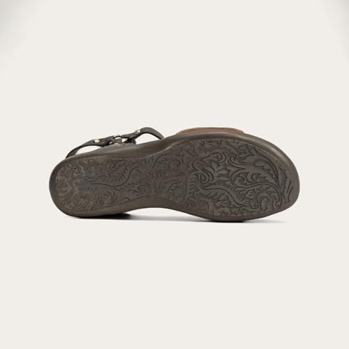 Image of NAOT Women's Sabrina Sandal Antique Brown Suede /Soft Black Lthr 11-11.5 N-M US
